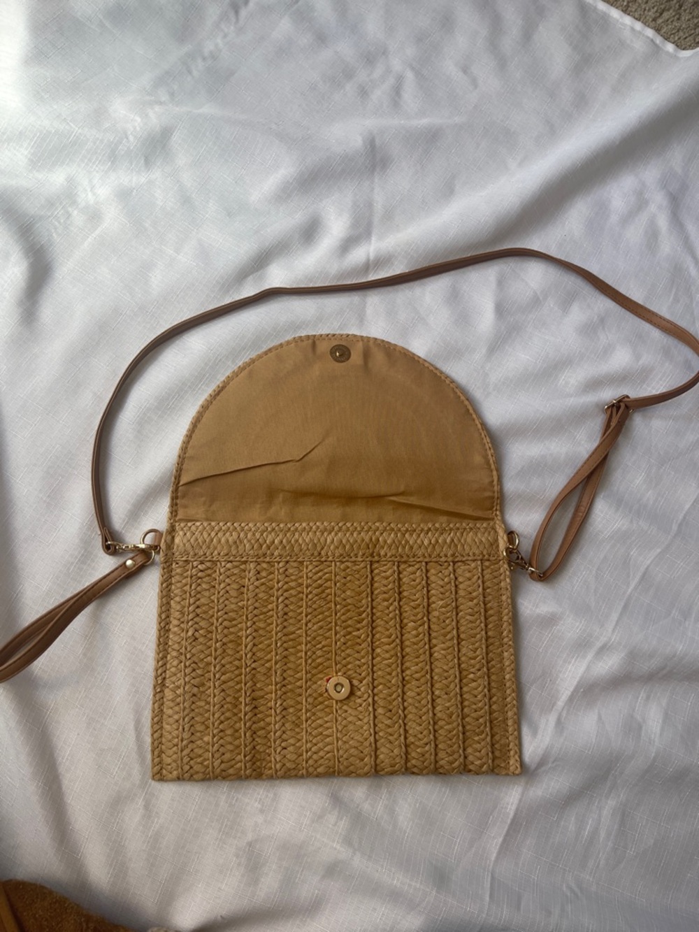 Wifey Embellished Straw Crossbody Bag in Tan - Picture 2 of 5